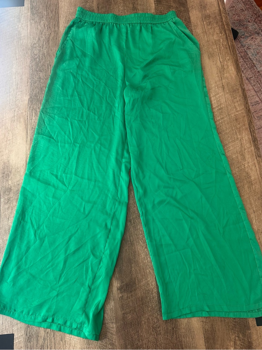 Skies Are Blue Wide-Leg Pull-On Pants in Bright Green